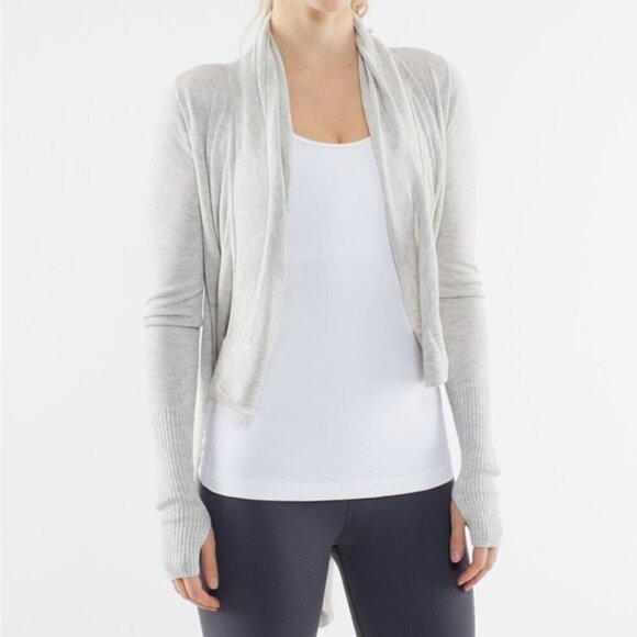 Lululemon Live Healthy Wrap Cardigan Heathered Sand Dune size 10 - Picture 4 of 12